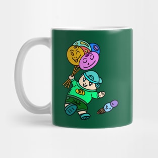 Cartoon kid with balloons Mug